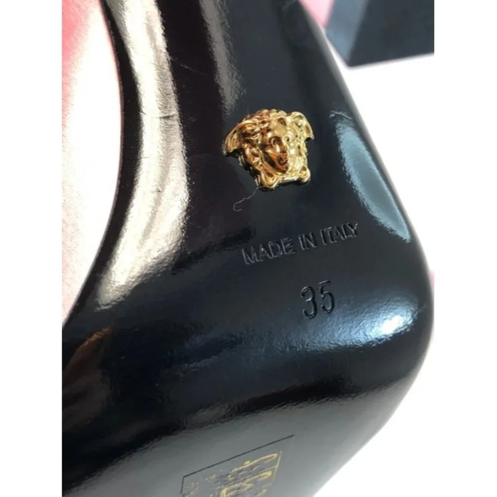 VERSACE Pink Artifact Embellished Satin Mules Size Eu:35
